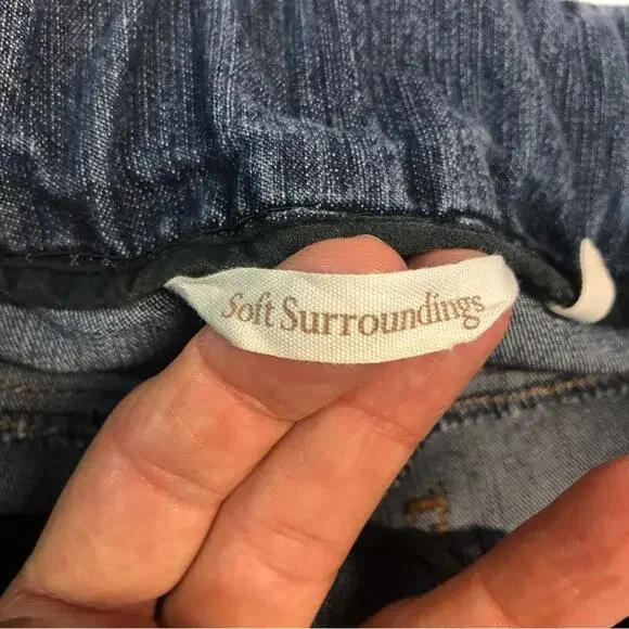 Soft Surrounding Women’s Pant Pull On Wide Waist Frayed Hem Patch Pockets - Picture 5 of 7